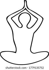 man practices yoga in lotus position hand drawn in doodle style. vector, scandinavian, monochrome. single element for design sticker, card, poster, flyer. namaste, karma meditation