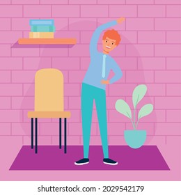 man practicing active breaks in workplace