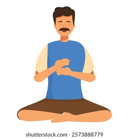 Man practicing alternate nostril breathing exercise, a yoga technique for stress reduction and relaxation