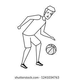 man practicing basketball character