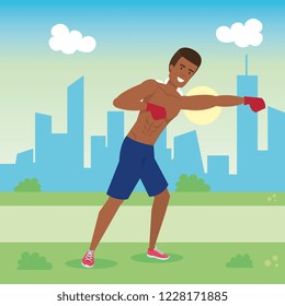 man practicing boxing character