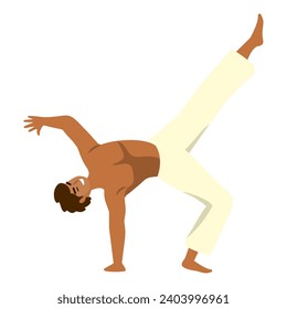 man practicing capoeira design isolated