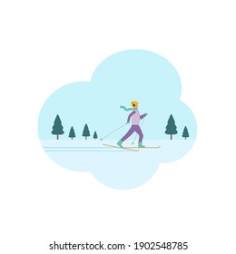 man practicing cross-country skiing in mountain