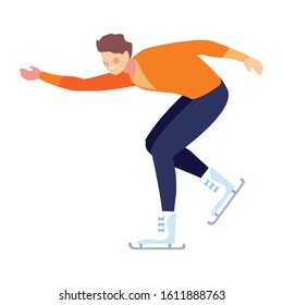 man practicing figure skating on white background vector illustration design