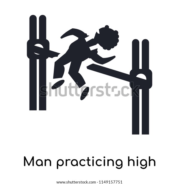 Man practicing high jump icon vector isolated on\
white background for your web and mobile app design, Man practicing\
high jump logo concept