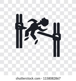 Man practicing high jump vector icon isolated on transparent background, Man practicing high jump logo concept