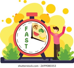 Man practicing intermittent fasting illustration