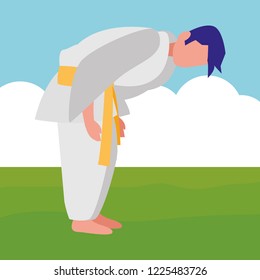 man practicing martial arts character