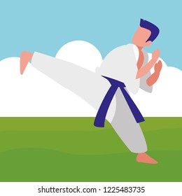 man practicing martial arts character