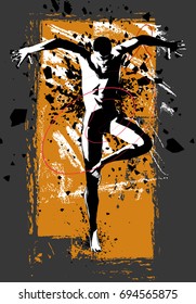 Man practicing modern dancing - vector illustration