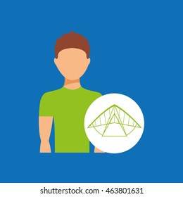 man practicing parachute icon , vector illustration design
