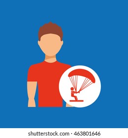 man practicing parachute icon , vector illustration design