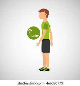 man practicing parachute icon , vector illustration design