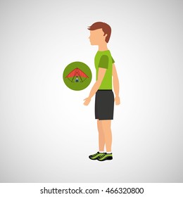 man practicing parachute icon , vector illustration design