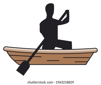 man practicing rafting silhouette icon