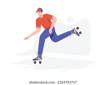 un hombre está practicando patines de rodillos para el próximo partido
diseño plano, ilustración vectorial