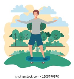 man practicing skateboarding on park