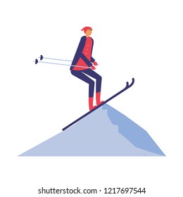 man practicing ski in the winter landscape