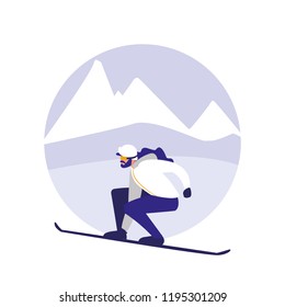 man practicing skiing on ice avatar character