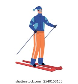 man practicing skiing sports isolated