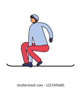 man practicing with snowboarding winter