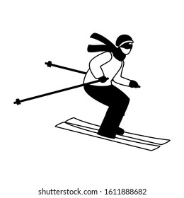 man practicing sport extreme winter on white background vector illustration design