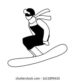 man practicing sport extreme winter on white background vector illustration design