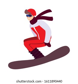 man practicing sport extreme winter on white background vector illustration design