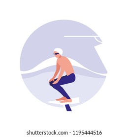 man practicing swimming avatar character