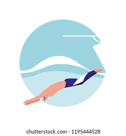 man practicing swimming avatar character