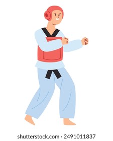 man practicing taekwondo isolated design