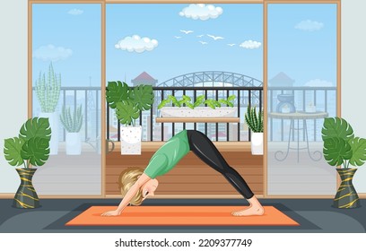 Mann, der Yoga-Übungen und Meditationsgrafik praktiziert
