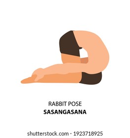 Man practicing yoga isolated on white background. Man doing yoga poses. Man standing in Rabbit Pose or Sasangasana, Vector Illustration. Yoga Asana Vector Icon