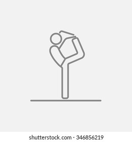 Man practicing yoga line icon for web, mobile and infographics. Vector dark grey icon isolated on light grey background.