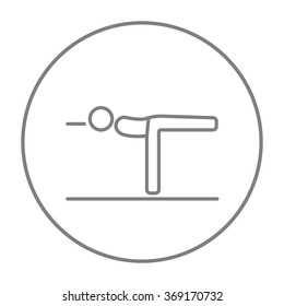 Man practicing yoga line icon.