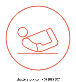 Man practicing yoga line icon.