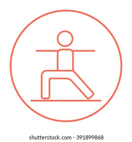 Man practicing yoga line icon.