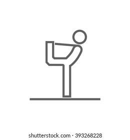 Man practicing yoga line icon.