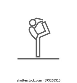 Man practicing yoga line icon.