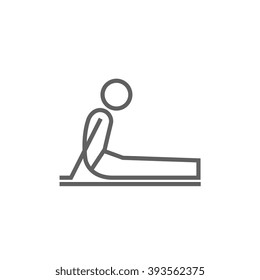 Man practicing yoga line icon.