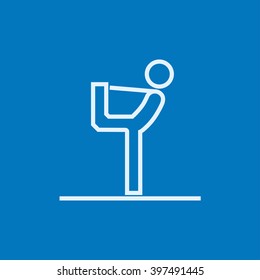 Hombre practicando el icono de la línea de yoga.