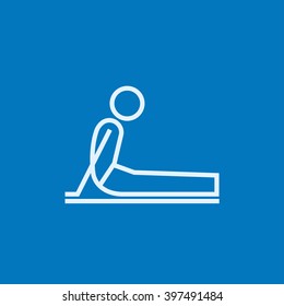 Man practicing yoga line icon.