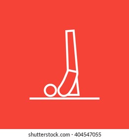 Man practicing yoga line icon.