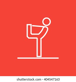 Man practicing yoga line icon.
