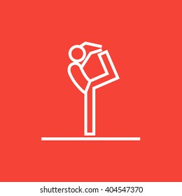 Man practicing yoga line icon.