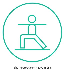 Man practicing yoga line icon.