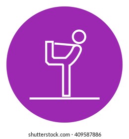 Man practicing yoga line icon.
