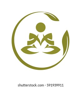 Man practicing yoga, logo