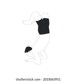 Man Practicing Yoga Performing Asana. Vector design character. Sport and fitness. Hand drawn art