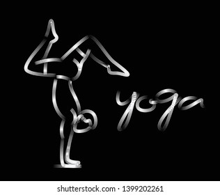 Man practicing yoga pose, 21st june international yoga day, 3d Color line art ( RGB ) vector illustration.